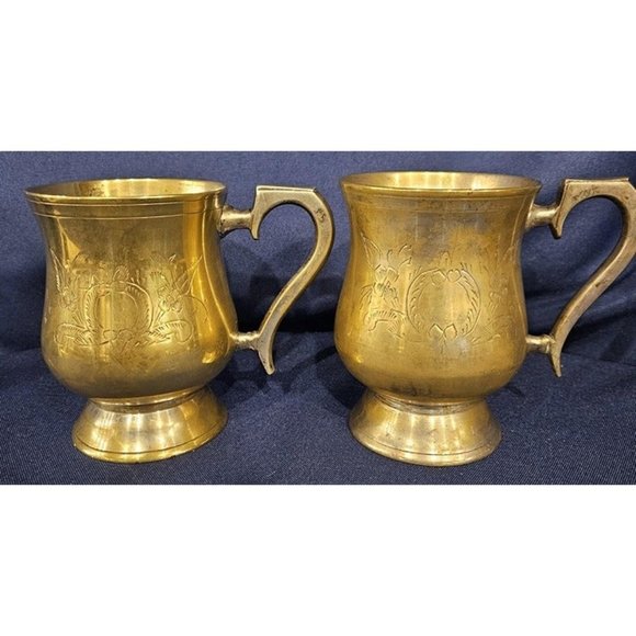 Brass Goblets Set of Two‎ -Discoloration, Scratches - Picture 2 of 6